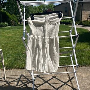 La Hearts Cream Strapless Dress
